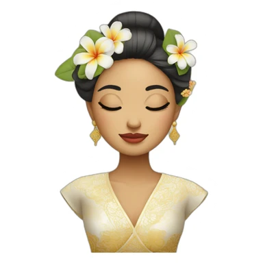 balinese woman in kebaya and cover handand close her eyes sticker