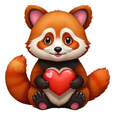 red panda holding a red emoji heart sticker