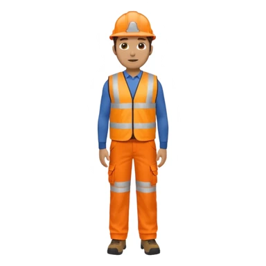 man  no helmet, in orange hi vis vest and chinos, standing full body sticker