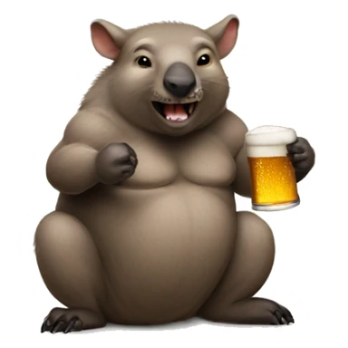 muscular wombat drinking beer sticker