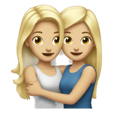 Blonde and brunette girls hugs sticker