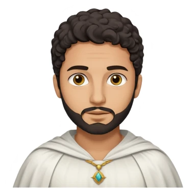 Apariencia: Joven de unos 25-30 años, atractivo,.
-Rostro: Ojos oscuros, piel ligeramente morena, rasgos árabes finos.
-Cabello: Negro, algo rizado o suelto, con barba fina.
-Vestimenta: Cuando es “Don Carlos”, viste como cristiano (camisa blanca, capa corta, colores sobrios). sticker