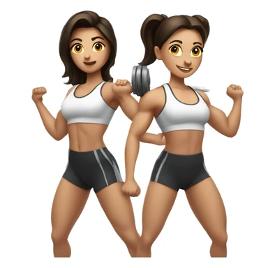 3 strong brunette girls doing weightlifting with a barbell sticker