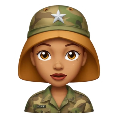 redbone baddie in camo, winking sticker