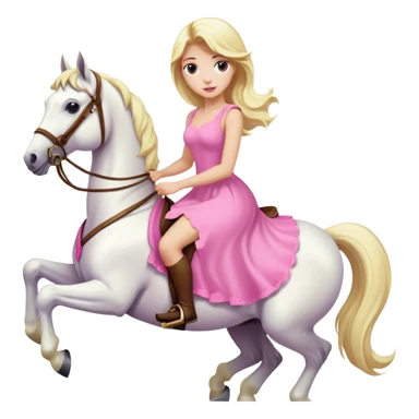 a blonde woman wearing pink dress and riding a white horse  sticker