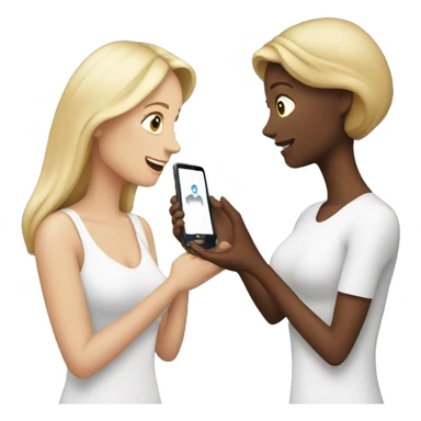 white woman showing her phone to another white woman sticker