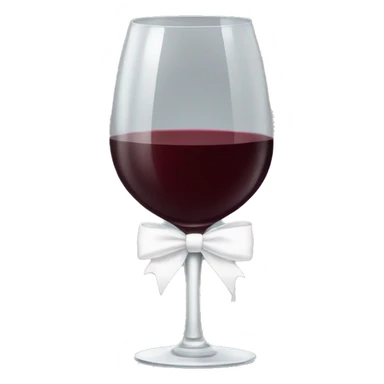 Red wine glass with a white bow sticker