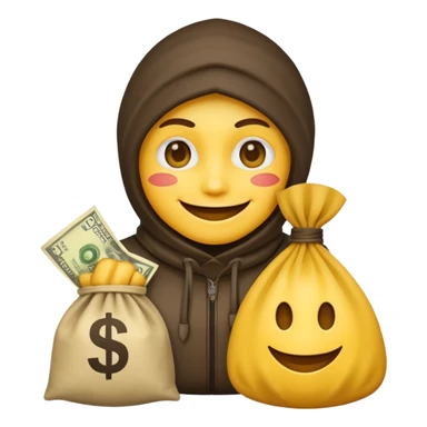 A thief emoji has a bag of dollars next to it. sticker