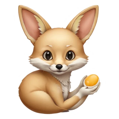 fennec holding an uncooked egg sticker