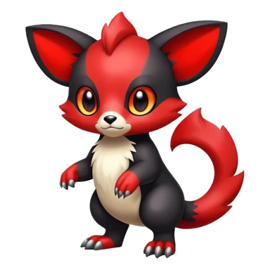 Cute cool black red animal hybrid Fakemon full body  sticker