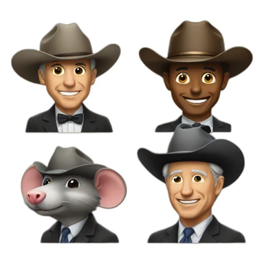 President met cowboyhoed en een rat op zijn schouder sticker