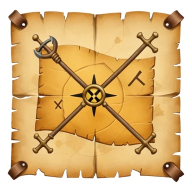 aged parchment map with X marked treasure map. sticker