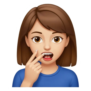 Une fille brune et blanche qui se mord l'ongle avec ses dents sticker