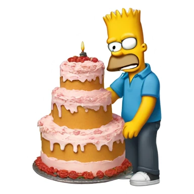BART Simpson with a cake sticker