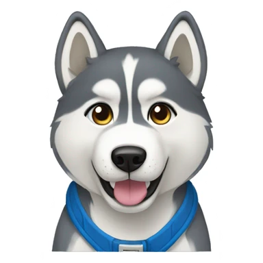 husky in a blue romper  sticker