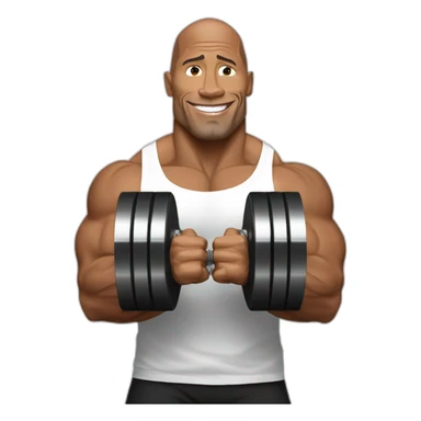Dwayne Johnson with dumbells in his hands sticker