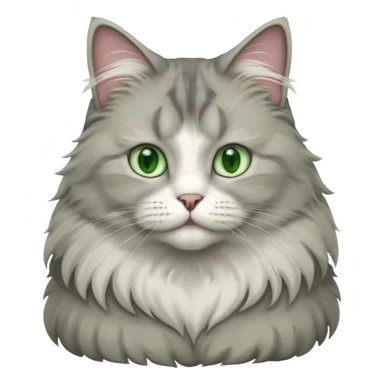 a very fluffy big grey and white cat sitting regally sticker