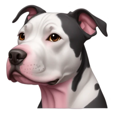Black pitbull with pink mark on her nose and white line from nose to forehead sticker