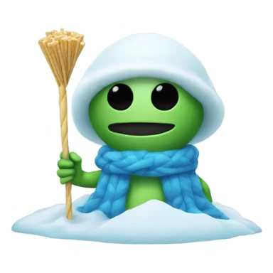 alien holding a small straw next to a mound of snow sticker