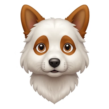 a completely white dog with brown eyes, a long, medium-sized body, and ears with small brown specks on them. sticker