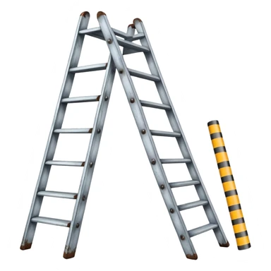 Broken ladder with tape fix sticker