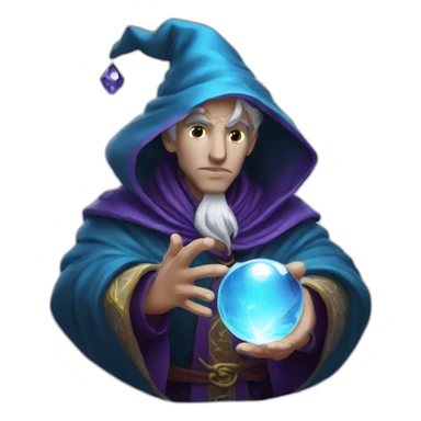 mage with thinking face holding crystal ball sticker