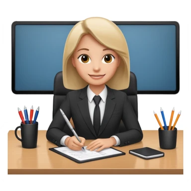 une image de 3/4 avec un recruteur à son bureau APS DE FACE DE 3/4 sticker