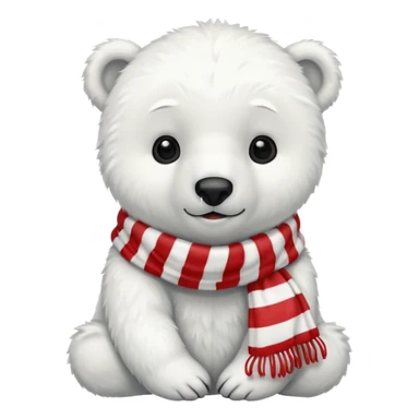 baby polar bear with red stripes scarf  sticker