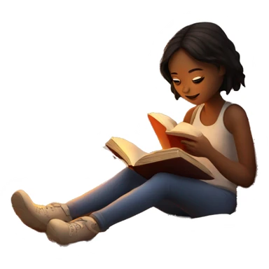 Girl reading a book next to a cozy fire sticker