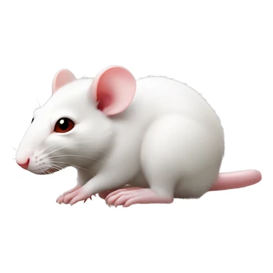 Realistic white rat with small ears, bright red eyes and baby pink tail and baby pink paws. Lying on top of a realistic brown rat with black eyes, a white stomach and mouth sticker