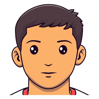 close-up of man face only with medium eyes, medium light skin tone, dark hair, no neck visible, just the face sticker