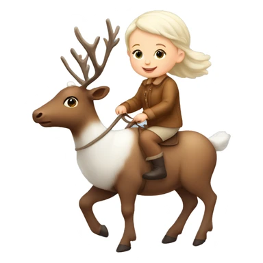 2 year old white baby girl riding reindeer  sticker