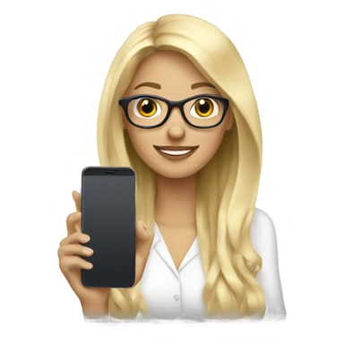 Beautiful Blond with glasses, on cell phone sticker