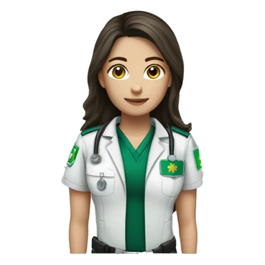 Paramedic brunette female green uniform longhair sticker