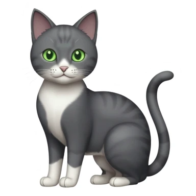 full body solid dark grey cat with green eyes and white paws and white whiskers sticker