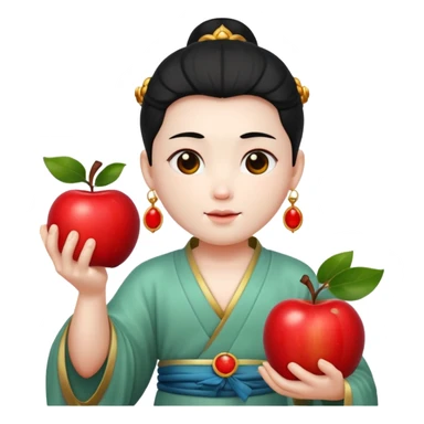 chinese god with an apple, jade sticker
