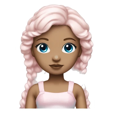 ocean blue doll eyes, brun hair, feminine, pink, girl, angelic sticker