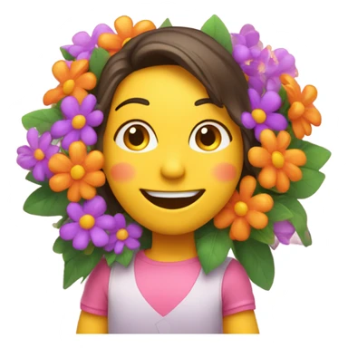 Heart face holding flowers  sticker