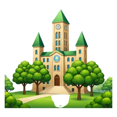 paisaje verde con una universidad sticker