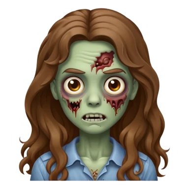 zombie com cabelo ondulado longo marrom e sem franja fofa sticker