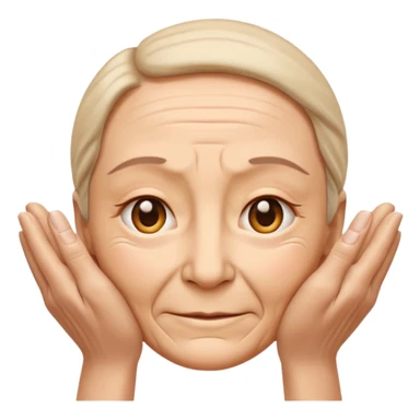 Simple emoji of a face with wrinkles being smoothed by hands, both hands gently stretching the skin, wrinkles visible on one part and smooth skin on the other, clear wrinkle-reducing effect, simple and easy-to-understand icon, no beauty or medical elements

 sticker