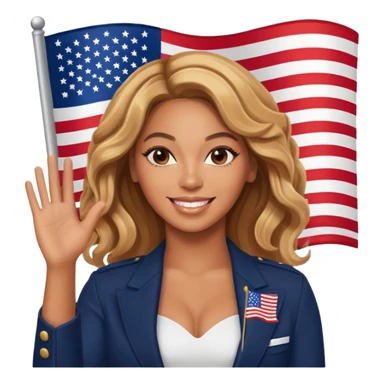 Beyonce with waving american flag sticker
