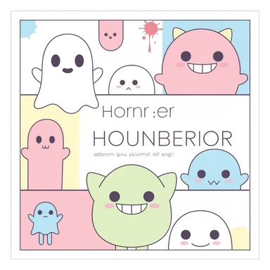 pastel horror banner, cute, expressive, minimal, new variation sticker