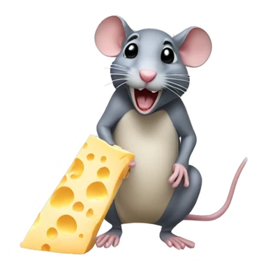 A rat drooling while eating cheese sticker