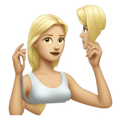 blond woman looking with the mirror in the hand  sticker