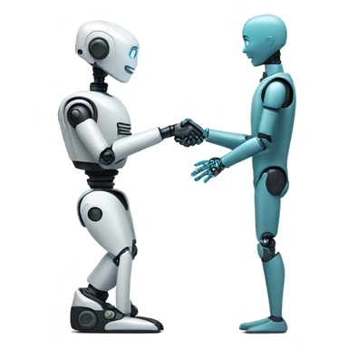 human handing shaking hands with robot hand sticker