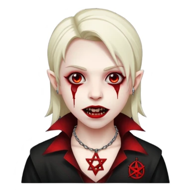 make a vampire with blood in mouth and a pentagram in necklace in a black wall sticker