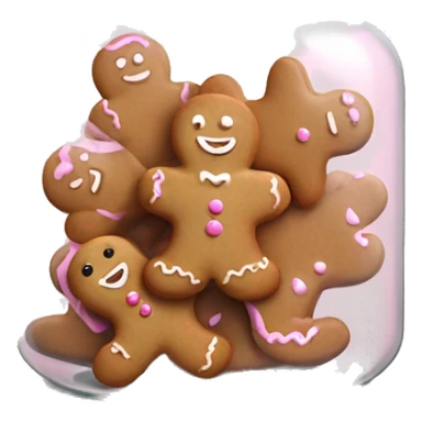 Realistic glass cookie jar with light pink lid full of gingerbread cookies isolated.  sticker