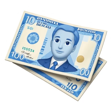 100 reais banknote, simplified details, predominantly blue color, no visible text sticker