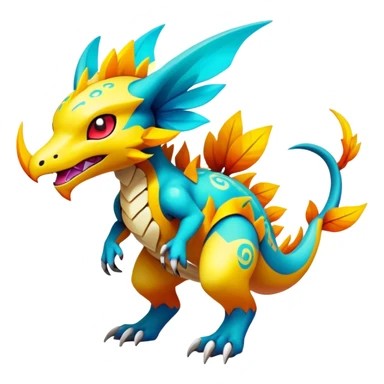 Elemental Exotic Colorful Fantasy Pokémon-Fakémon-hybrid-creature (full body) sticker